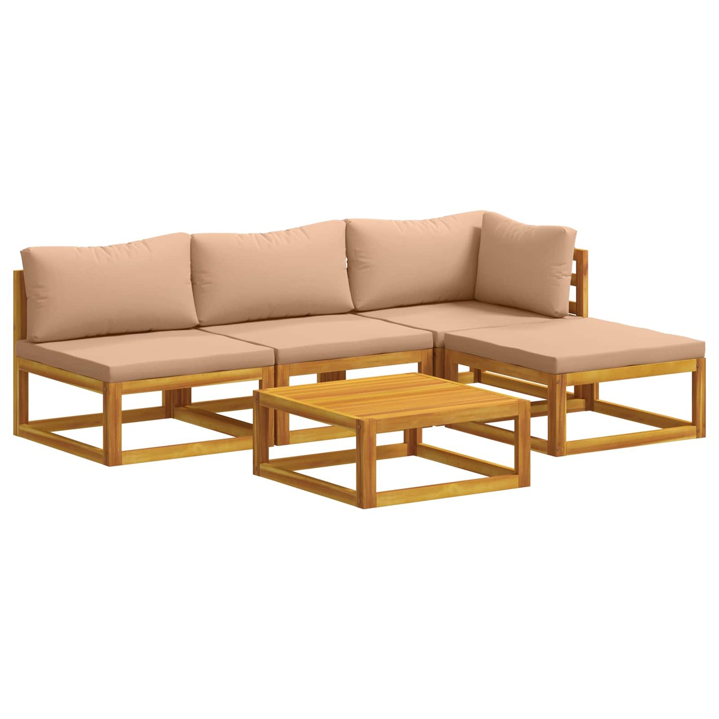 Sofa Set 5 pcs Natural Solid Acacia Wood