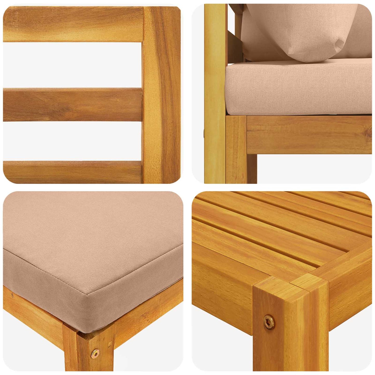 Sofa Set 5 pcs Natural Solid Acacia Wood