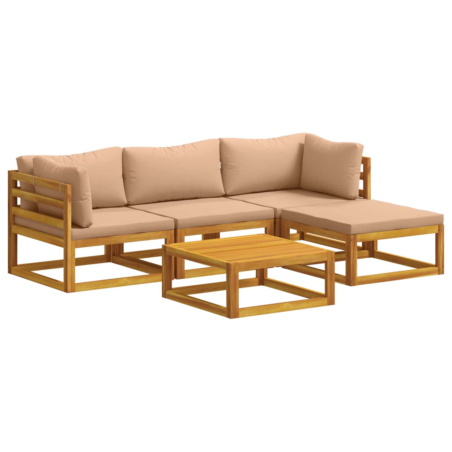 Sofa Set 5 pcs Natural Solid Acacia Wood