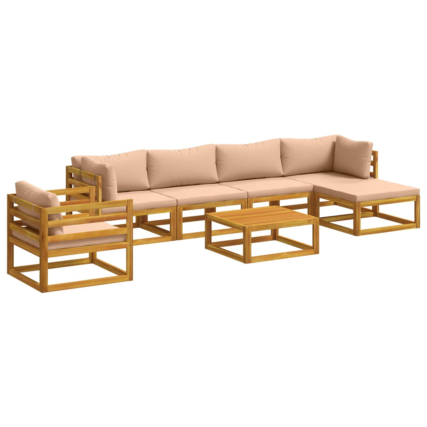 Sofa Set 7 pcs Natural Solid Acacia Wood