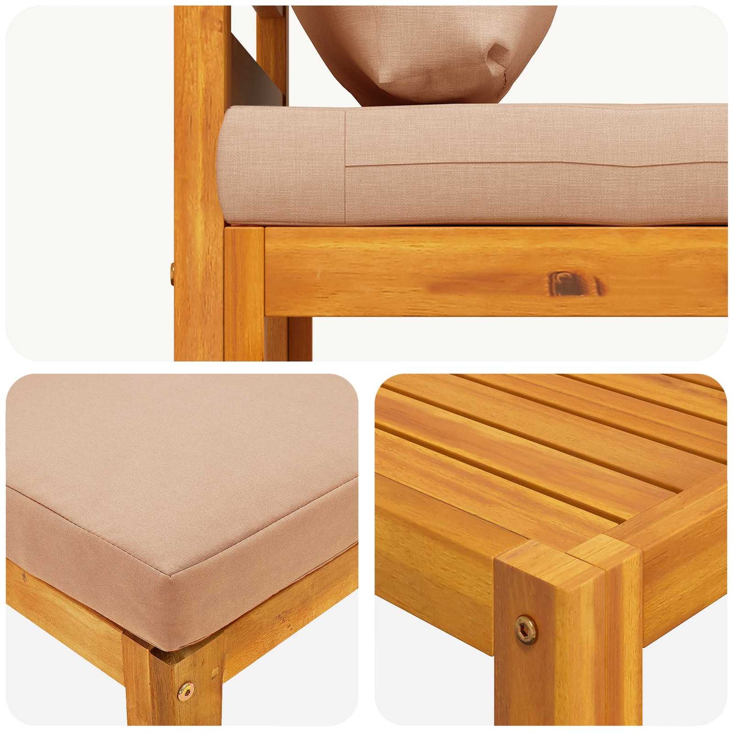 Sofa Set 6 pcs Natural Solid Acacia Wood