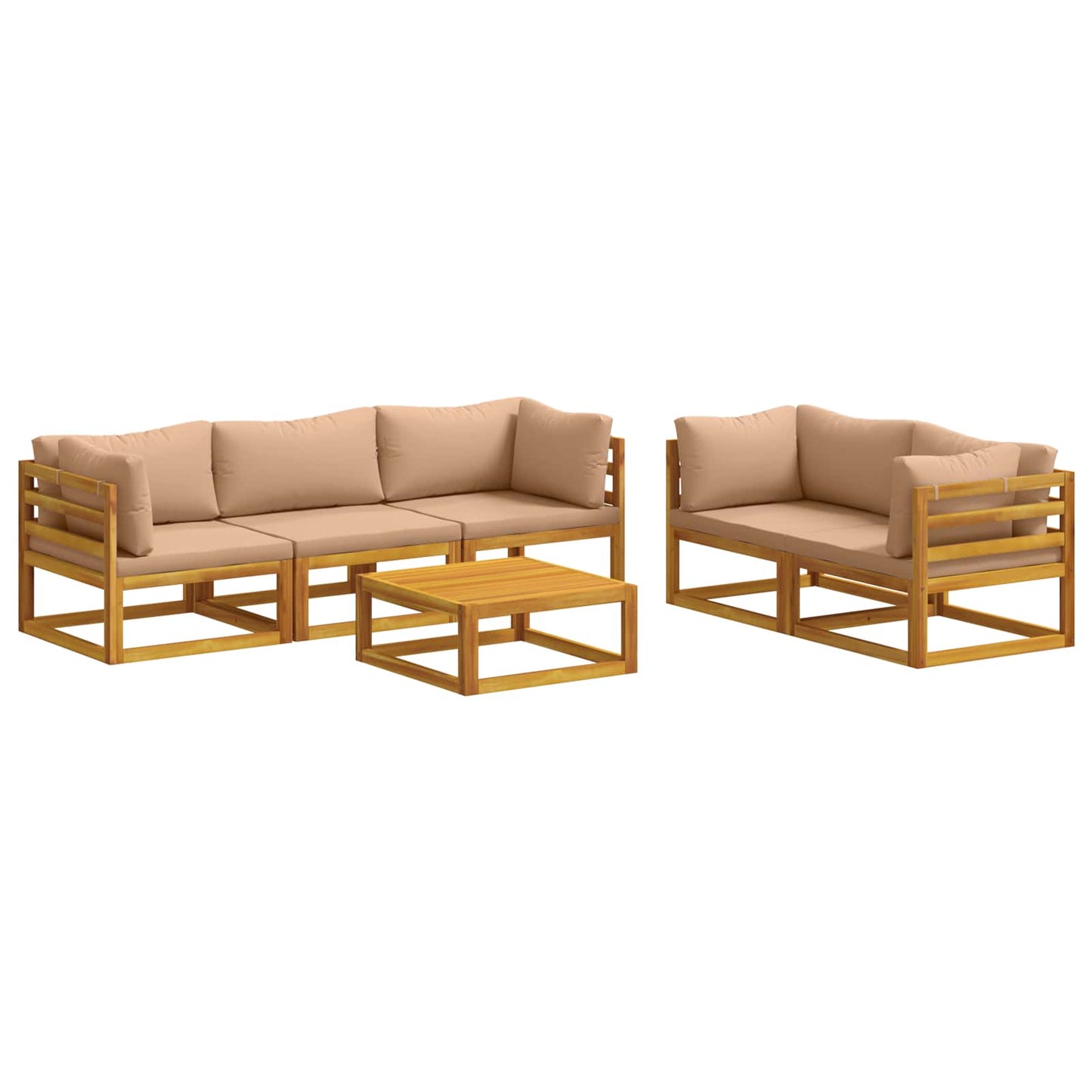 Sofa Set 6 pcs Natural Solid Acacia Wood