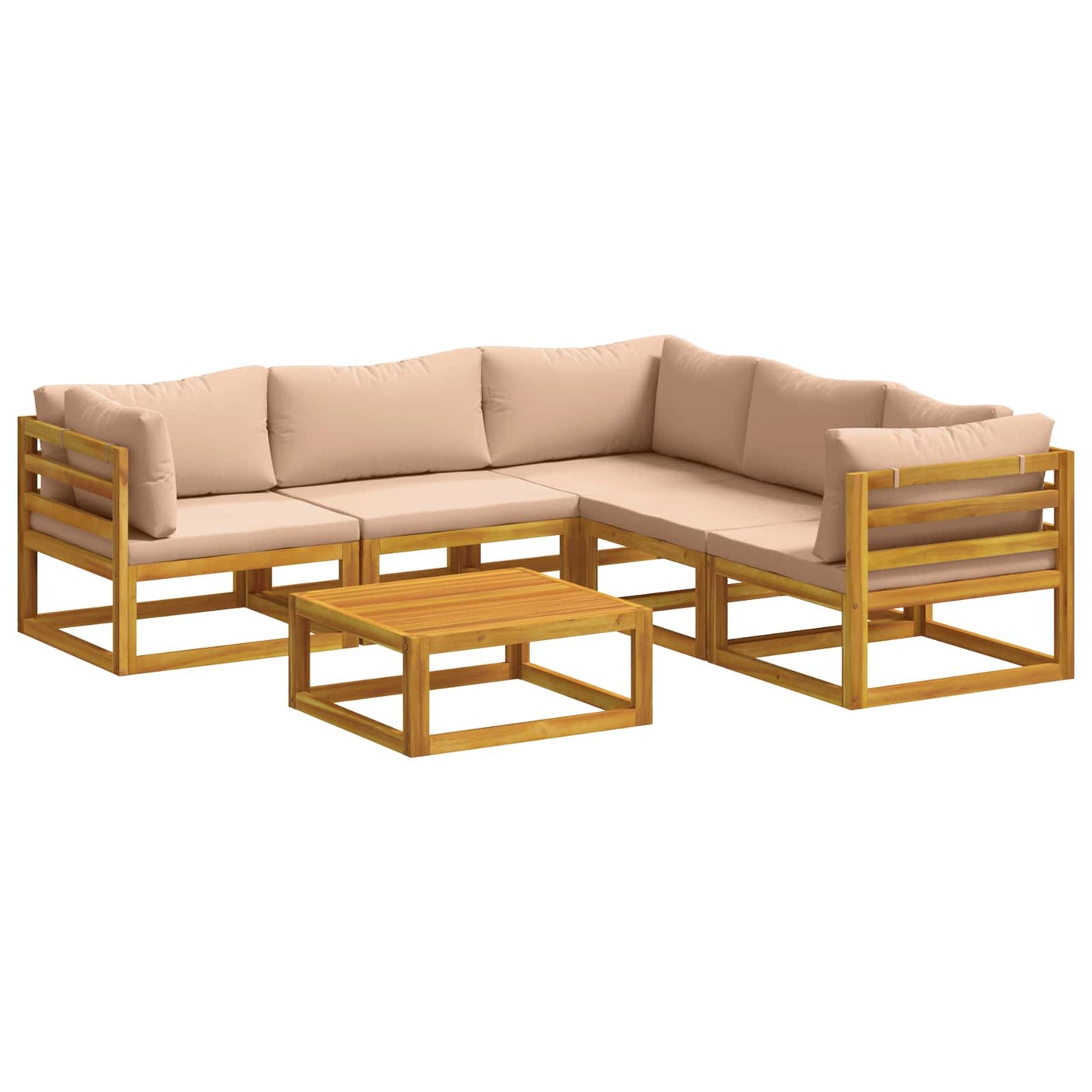 Sofa Set 6 pcs Natural Solid Acacia Wood