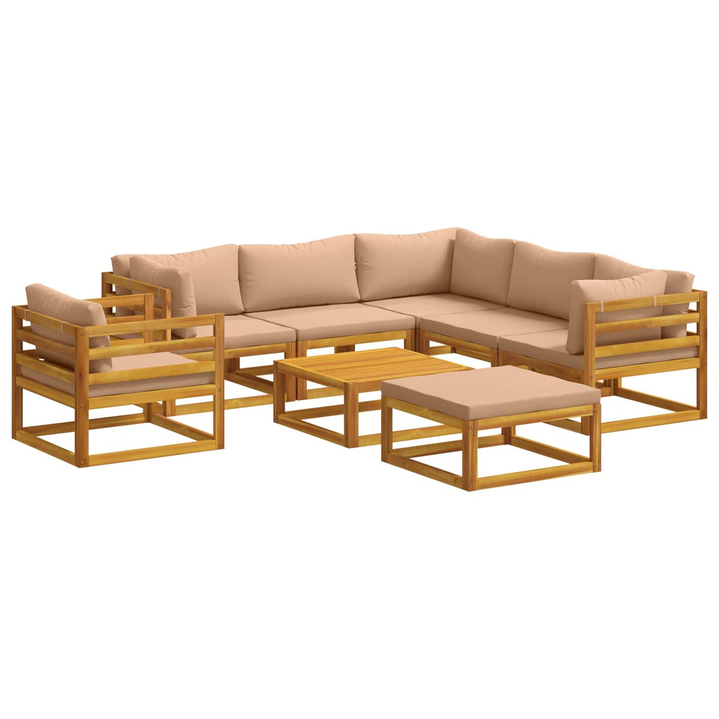 Sofa Set 8 pcs Natural Solid Acacia Wood