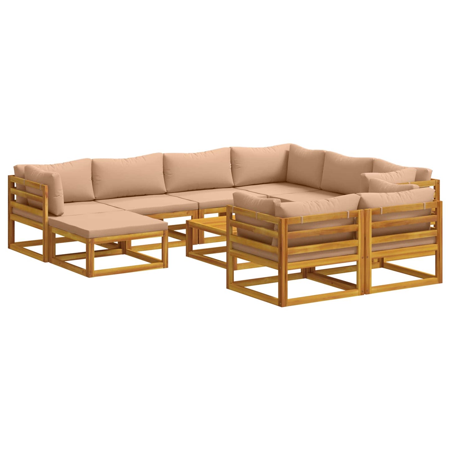 Sofa Set 10 pcs Natural Solid Acacia Wood