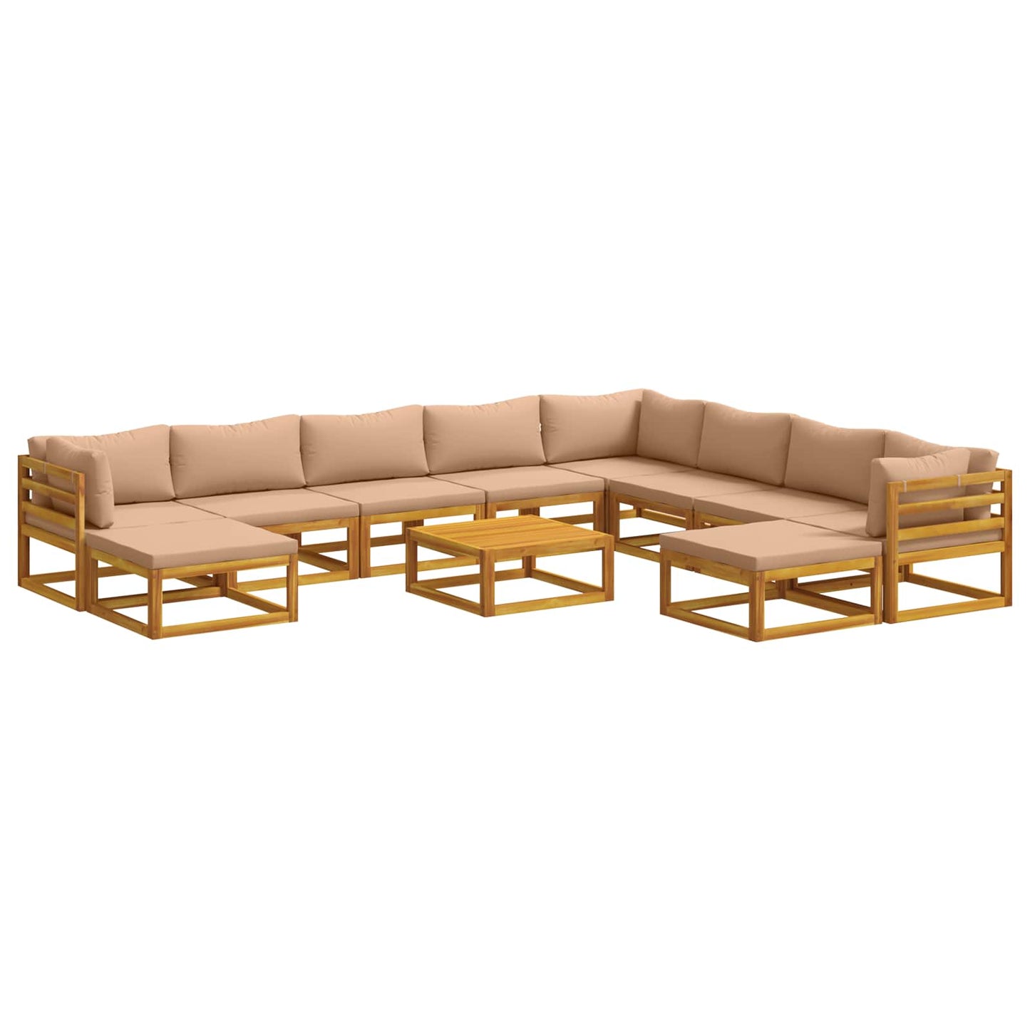 Sofa Set 11 pcs Natural Solid Acacia Wood