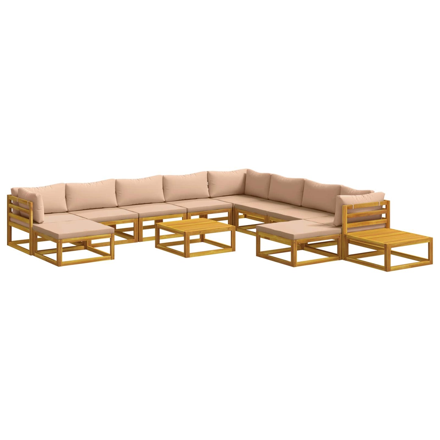 Sofa Set 12 pcs Natural Solid Acacia Wood