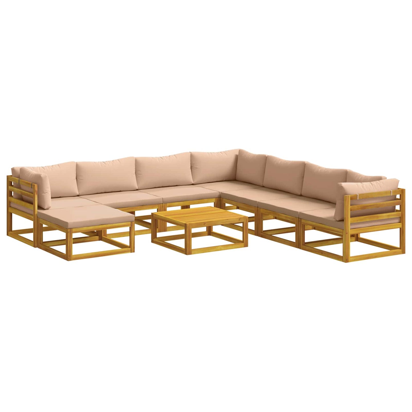 Sofa Set 9 pcs Natural Solid Acacia Wood