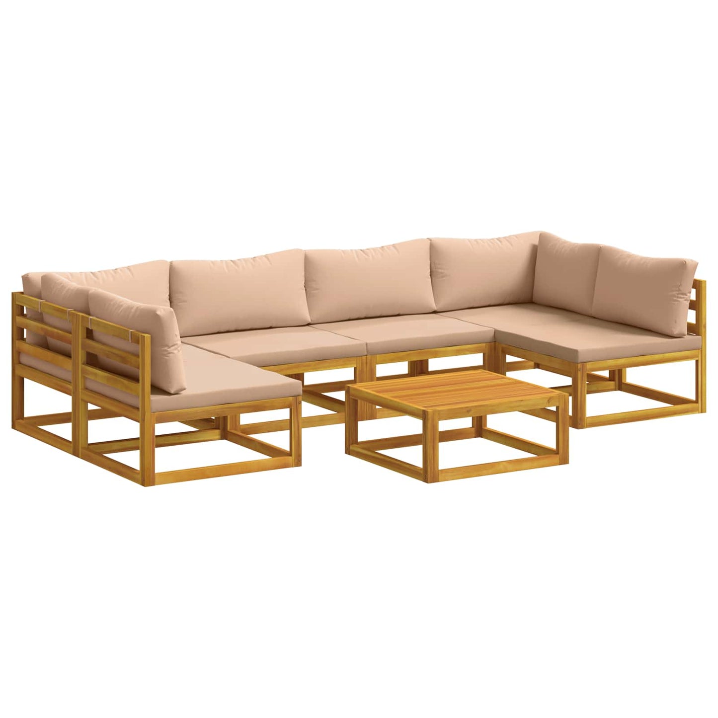 Sofa Set 7 pcs Natural Solid Acacia Wood