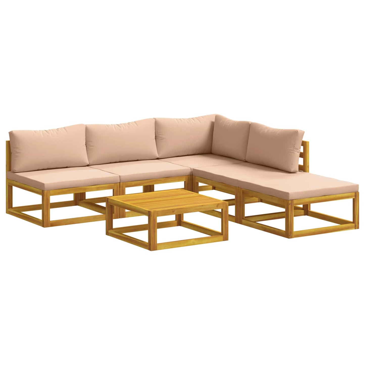 Sofa Set 6 pcs Natural Solid Acacia Wood