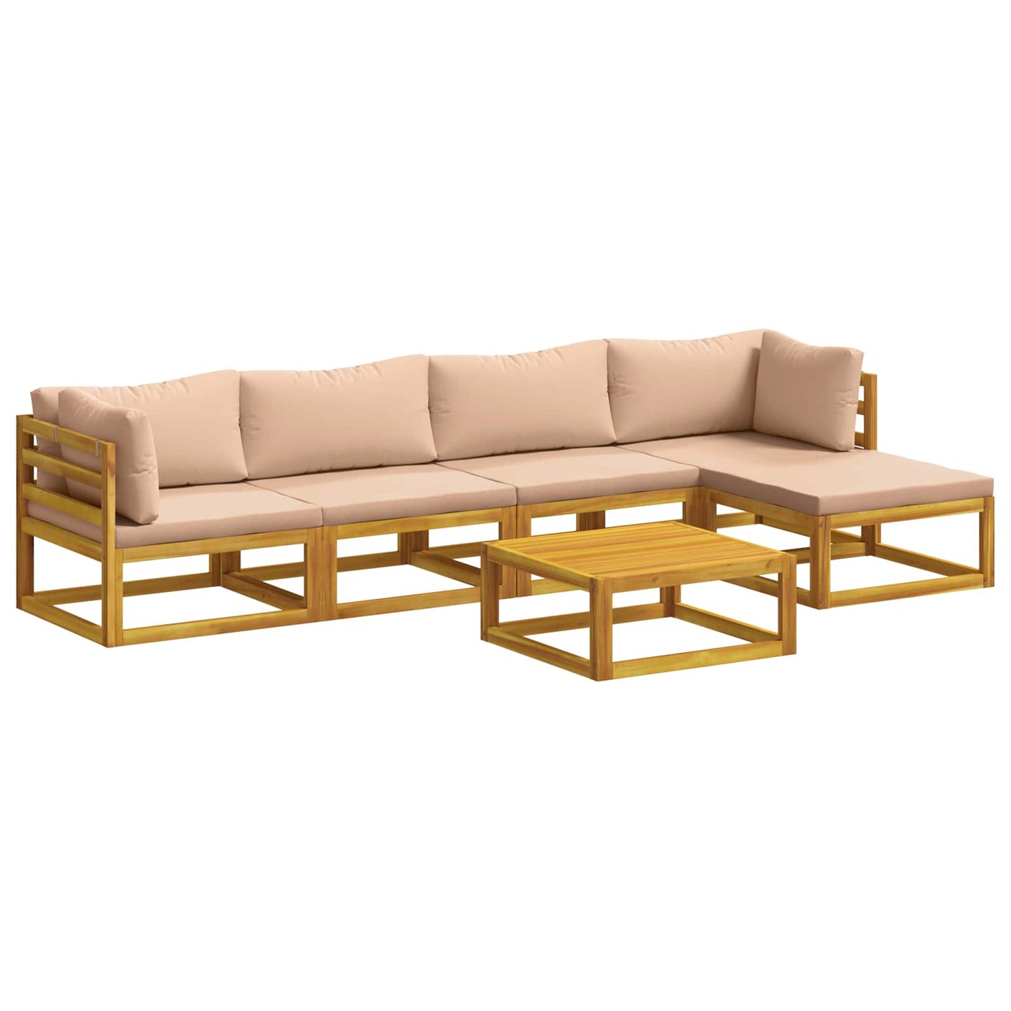 Sofa Set 6 pcs Natural Solid Acacia Wood