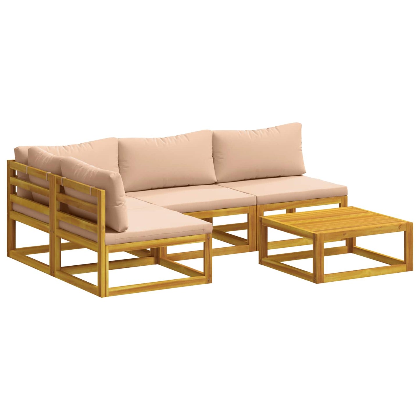 Sofa Set 5 pcs Natural Solid Acacia Wood