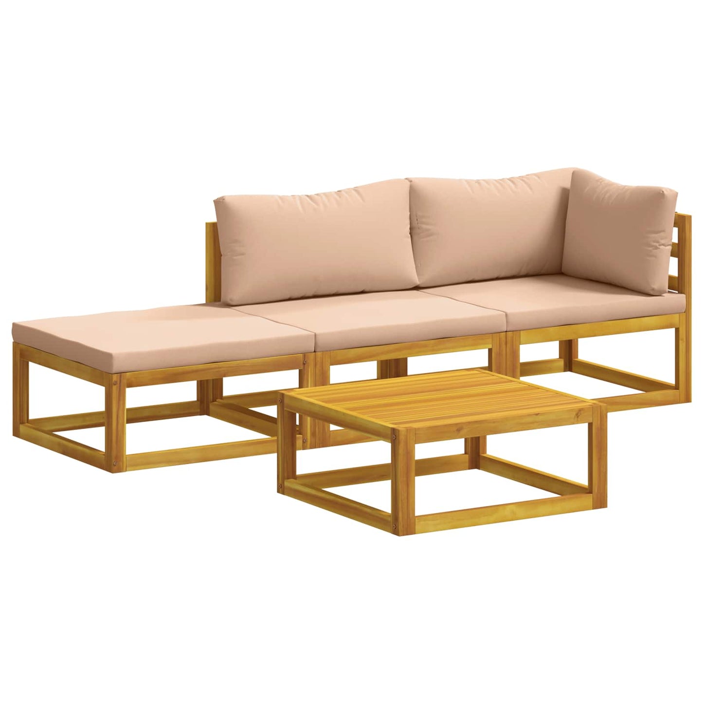 Sofa Set 4 pcs Natural Solid Acacia Wood
