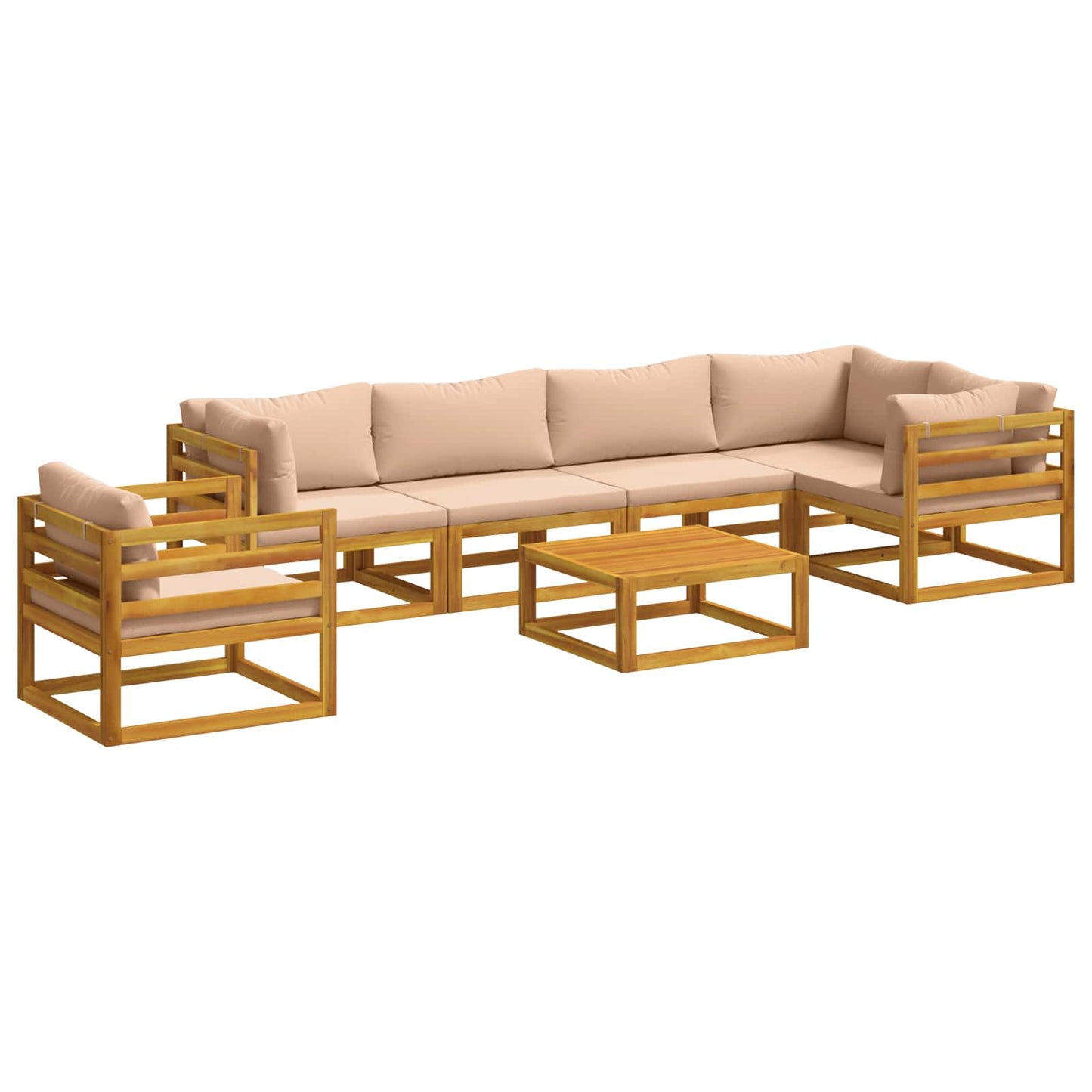Sofa Set 7 pcs Natural Solid Acacia Wood