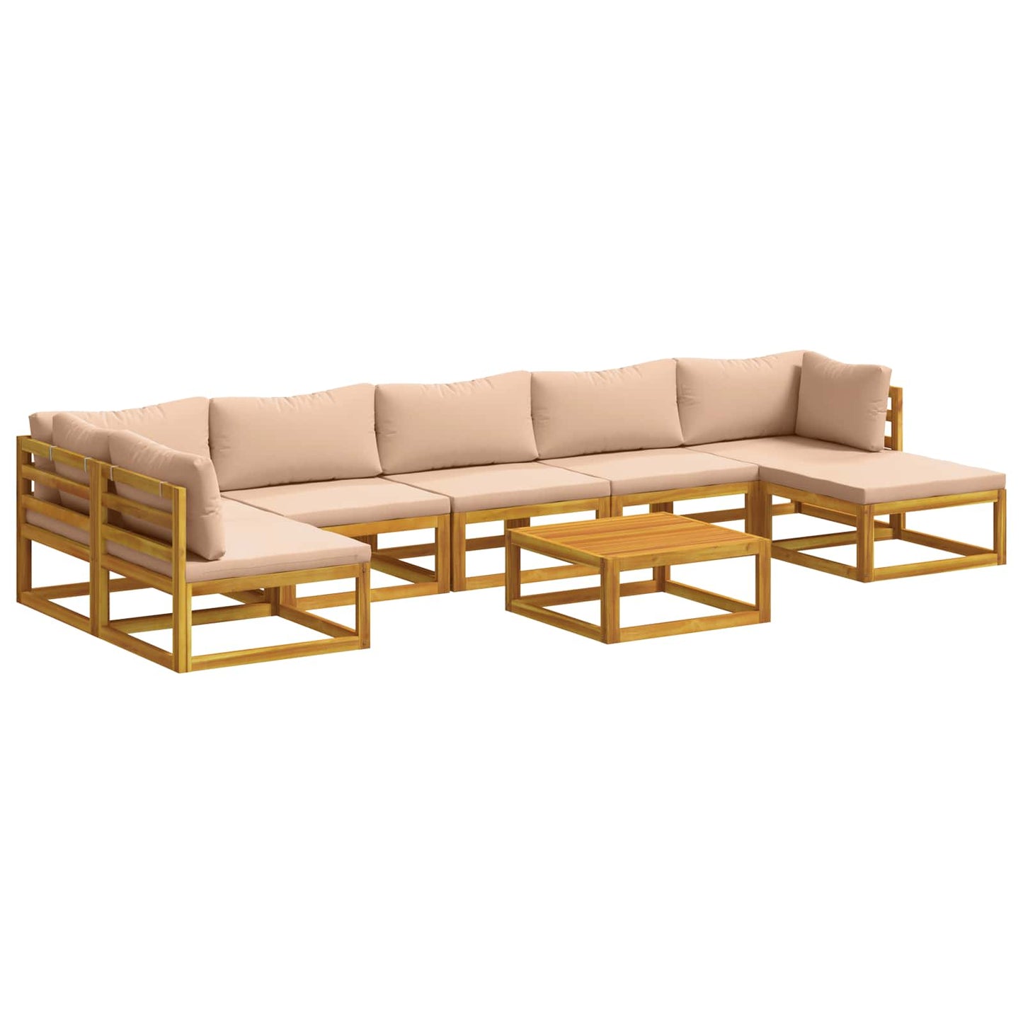 Sofa Set 8 pcs Natural Solid Acacia Wood