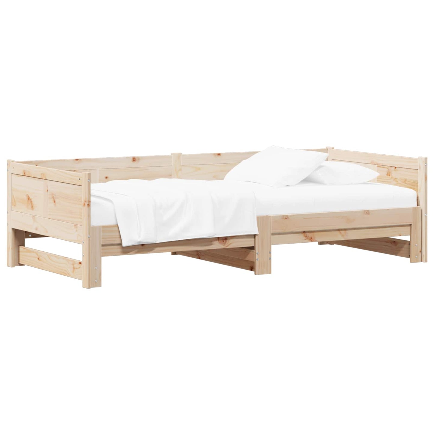 Pull-out Day Bed Natural 180 x 200 cm Solid Pine Wood