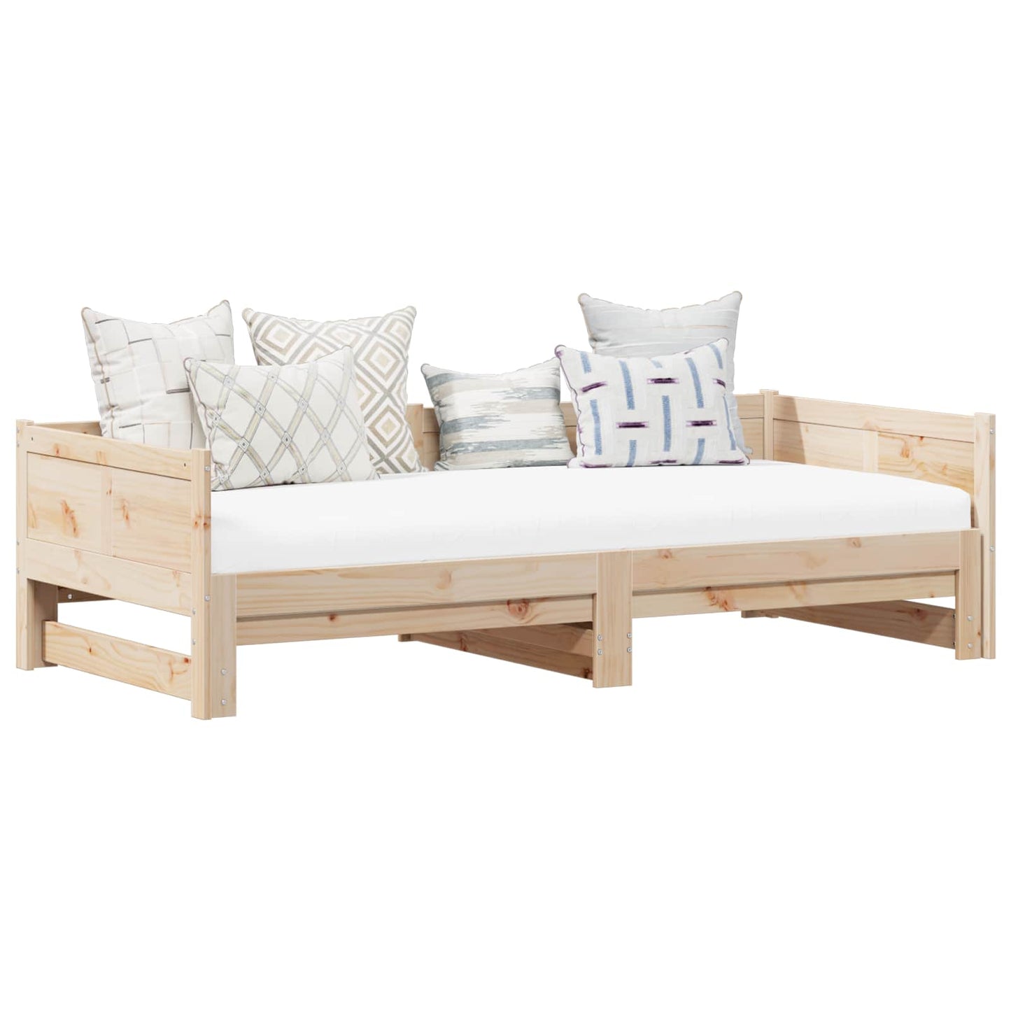 Pull-out Day Bed Natural 180 x 200 cm Solid Pine Wood