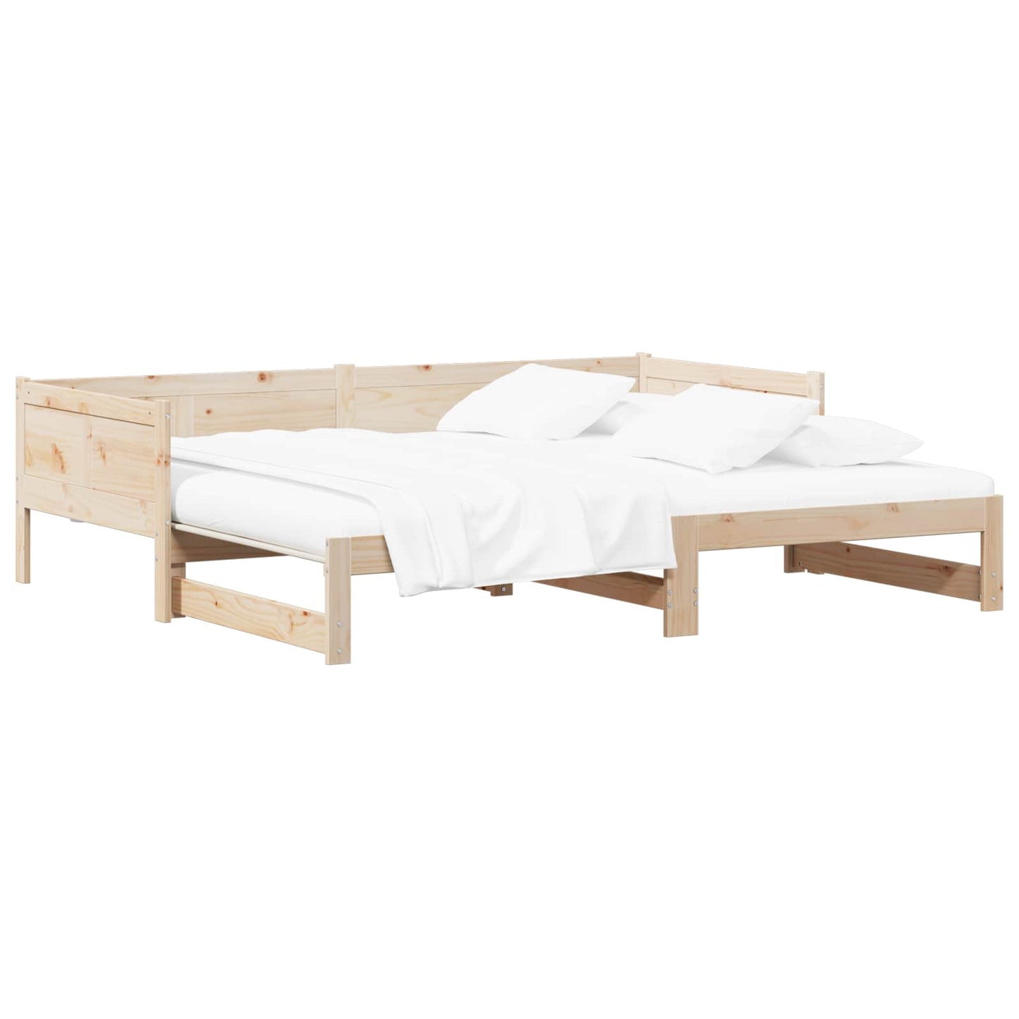 Pull-out Day Bed Natural 180 x 200 cm Solid Pine Wood