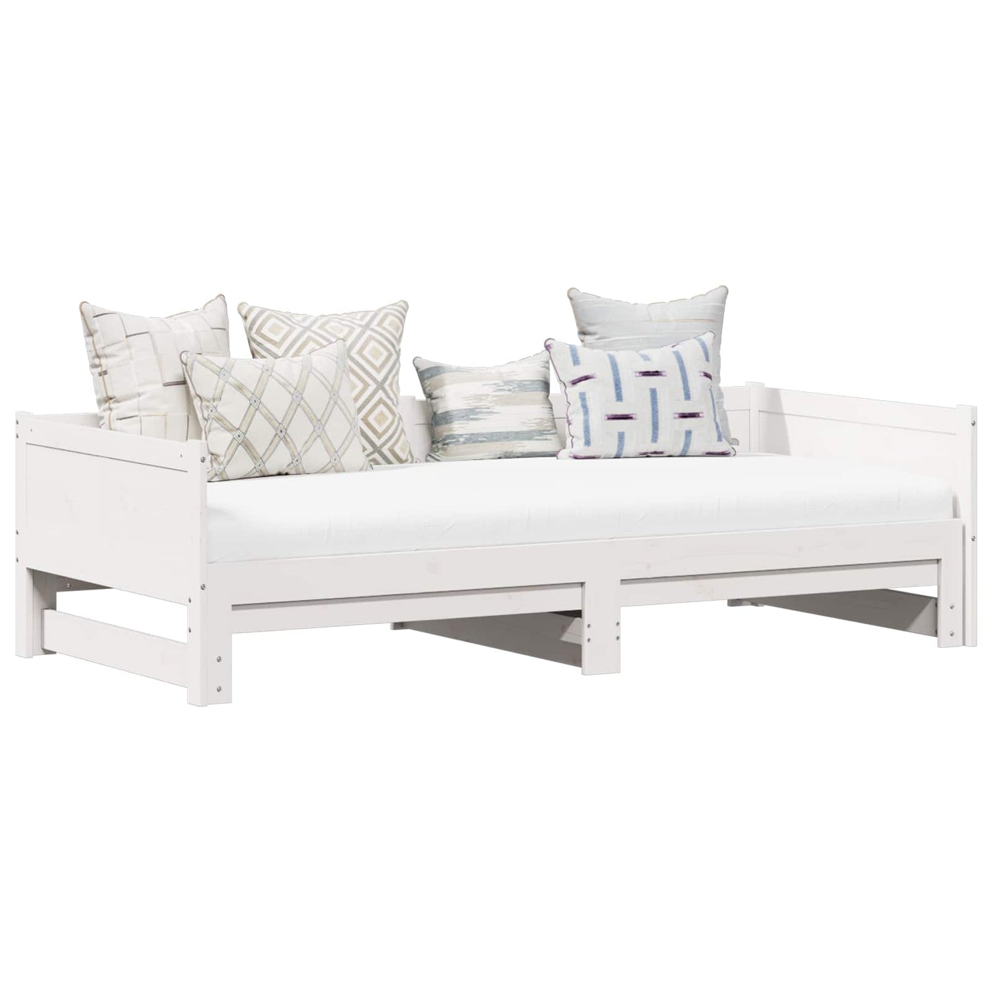 Pull-out Day Bed White 180 x 200 cm Solid Pine Wood