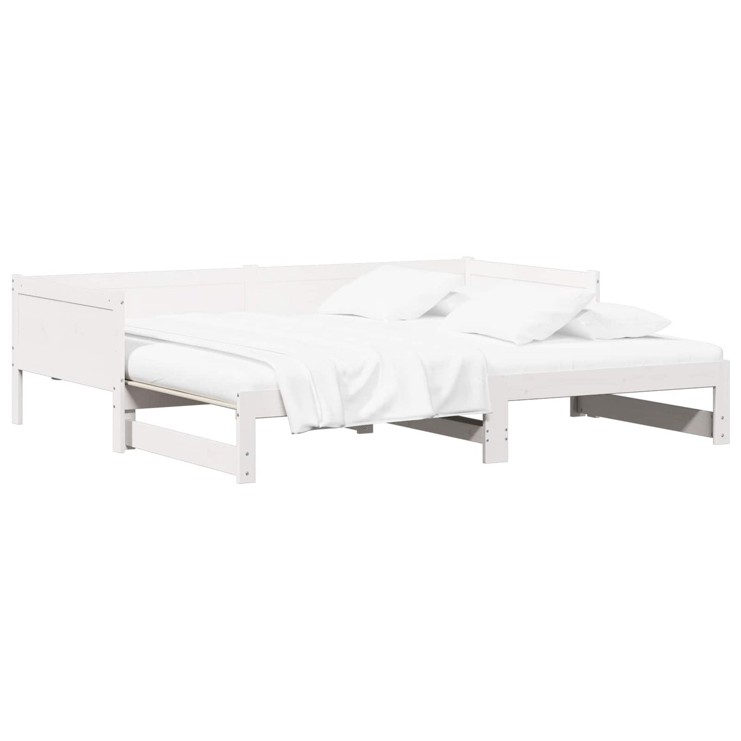 Pull-out Day Bed White 180 x 200 cm Solid Pine Wood