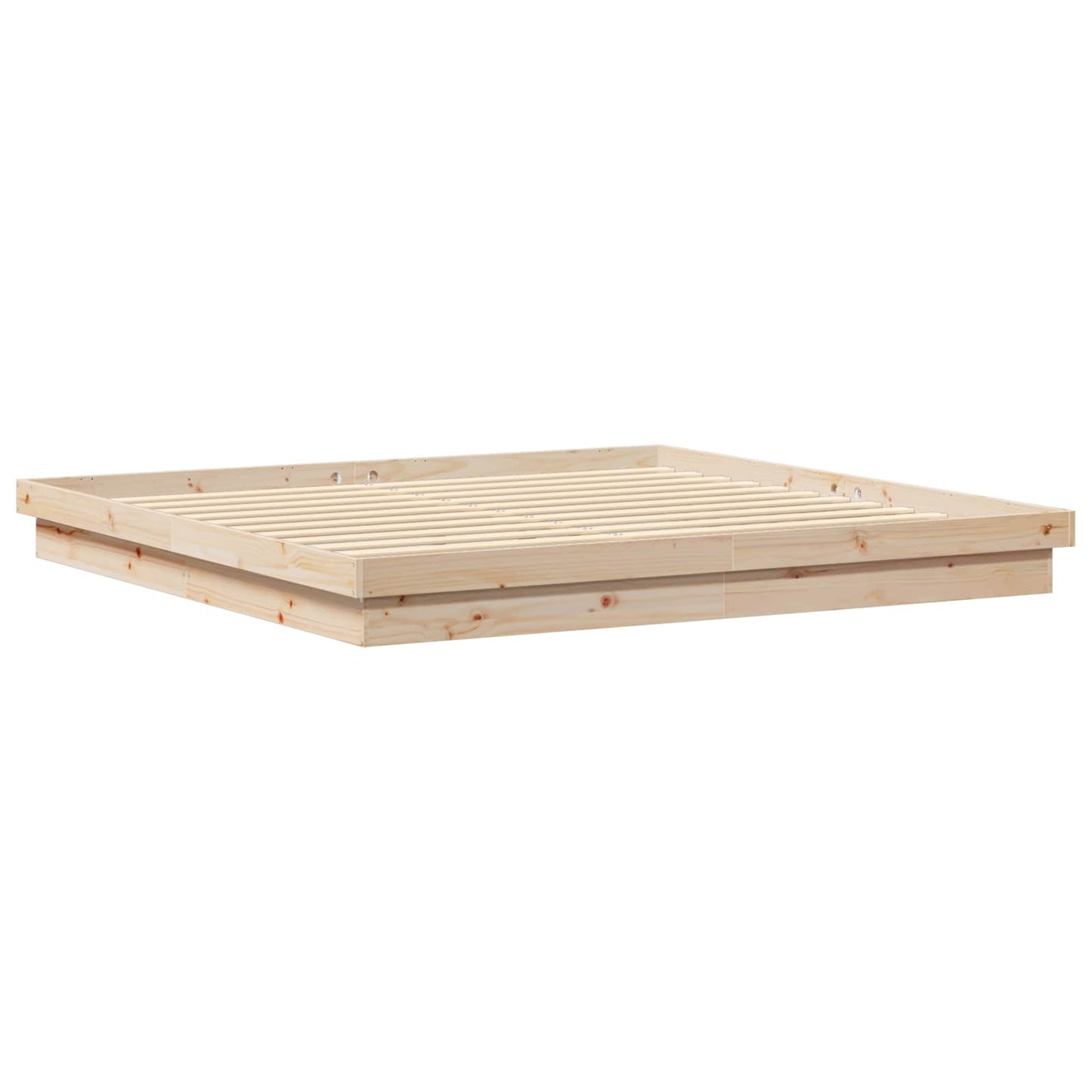 Bed Frame Natural 200 x 200 cm Solid Pine Wood