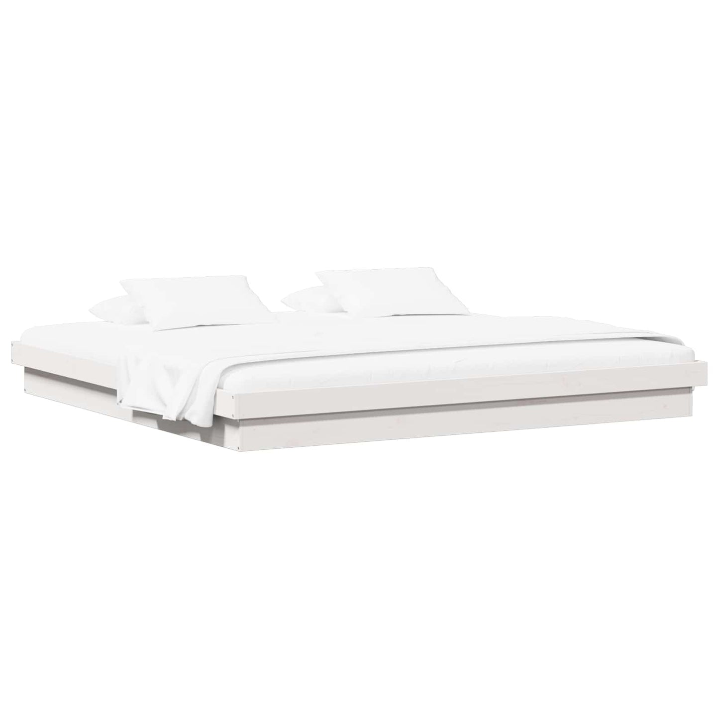 Bed Frame White 200 x 200 cm Solid Pine Wood