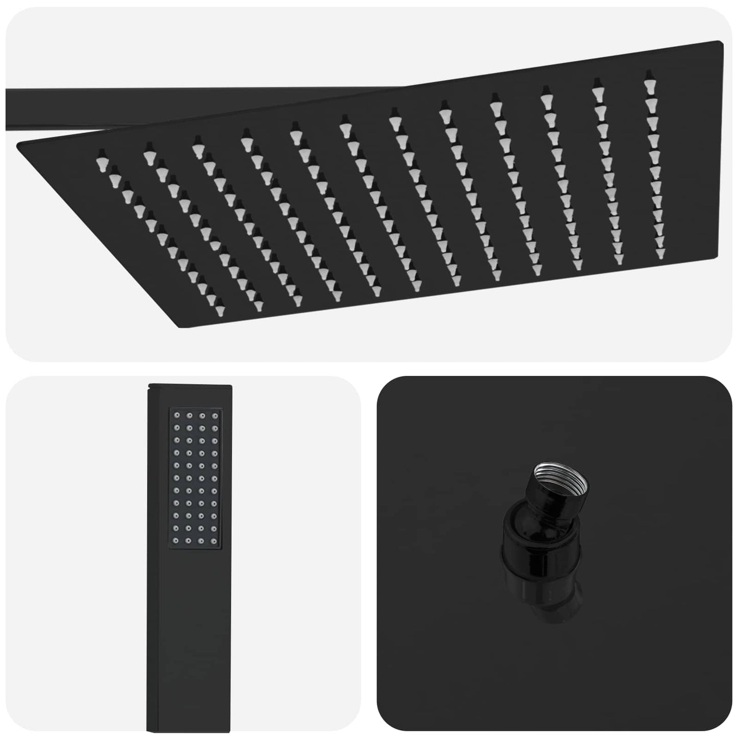 Concealed Shower System (Square) Black Stainless Steel 201