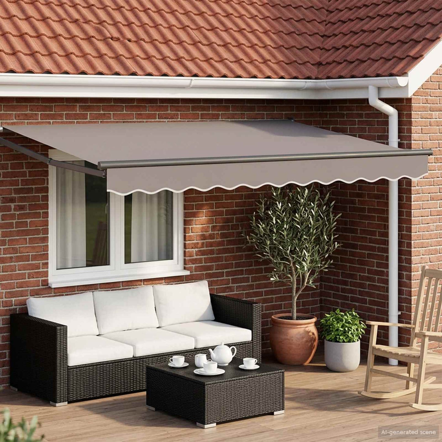 Manual Retractable Awning Frame Anthracite 3 x 2 m Aluminium