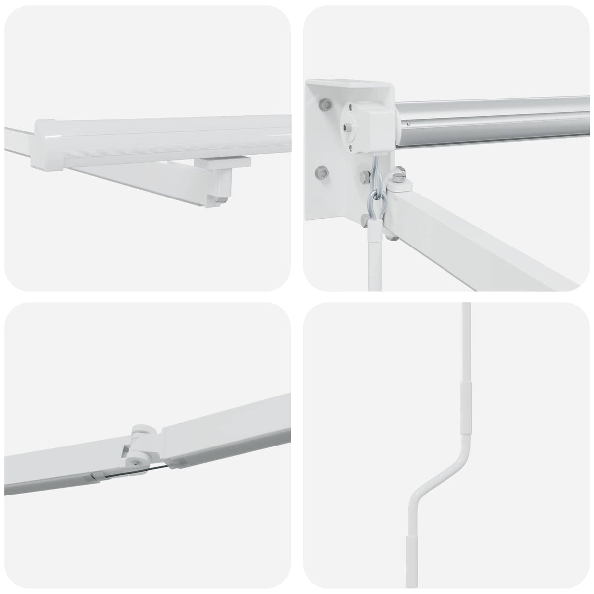 Manual Awning Frame with Solar LED 4.5 x 3 m White