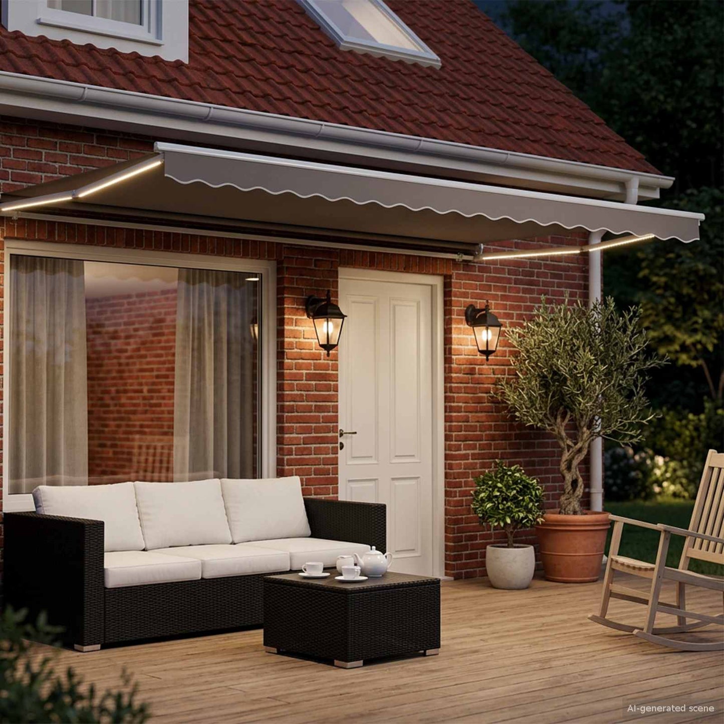 Electric Retractable Awning Frame White 4.5 x 3 m Aluminium