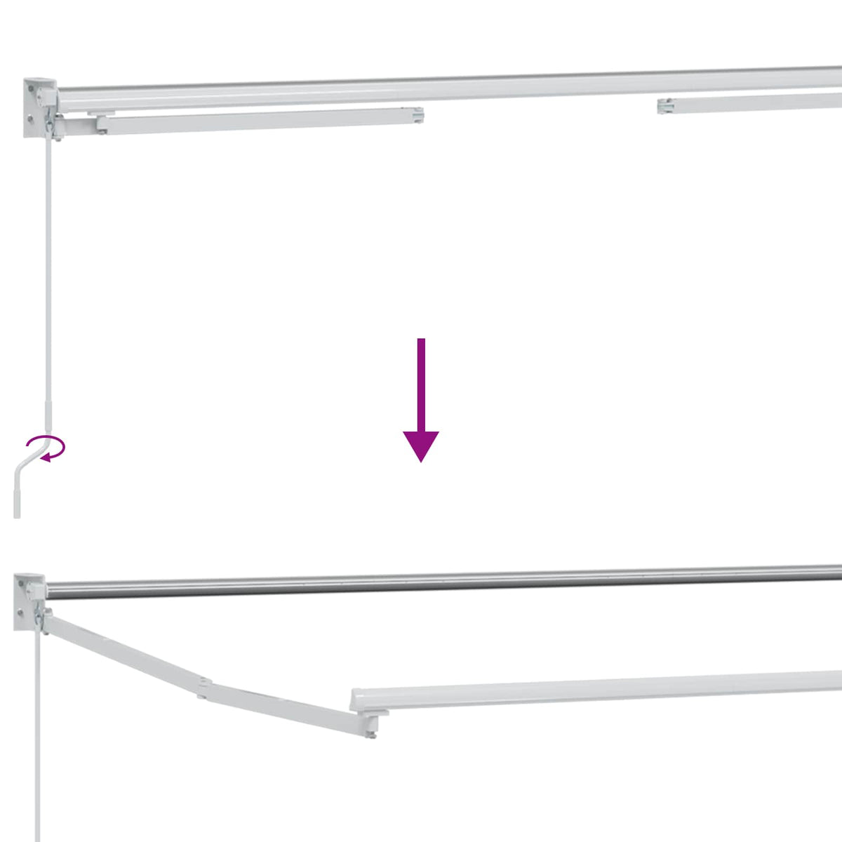 Manual Awning Frame with Solar LED 4.5 x 3 m White