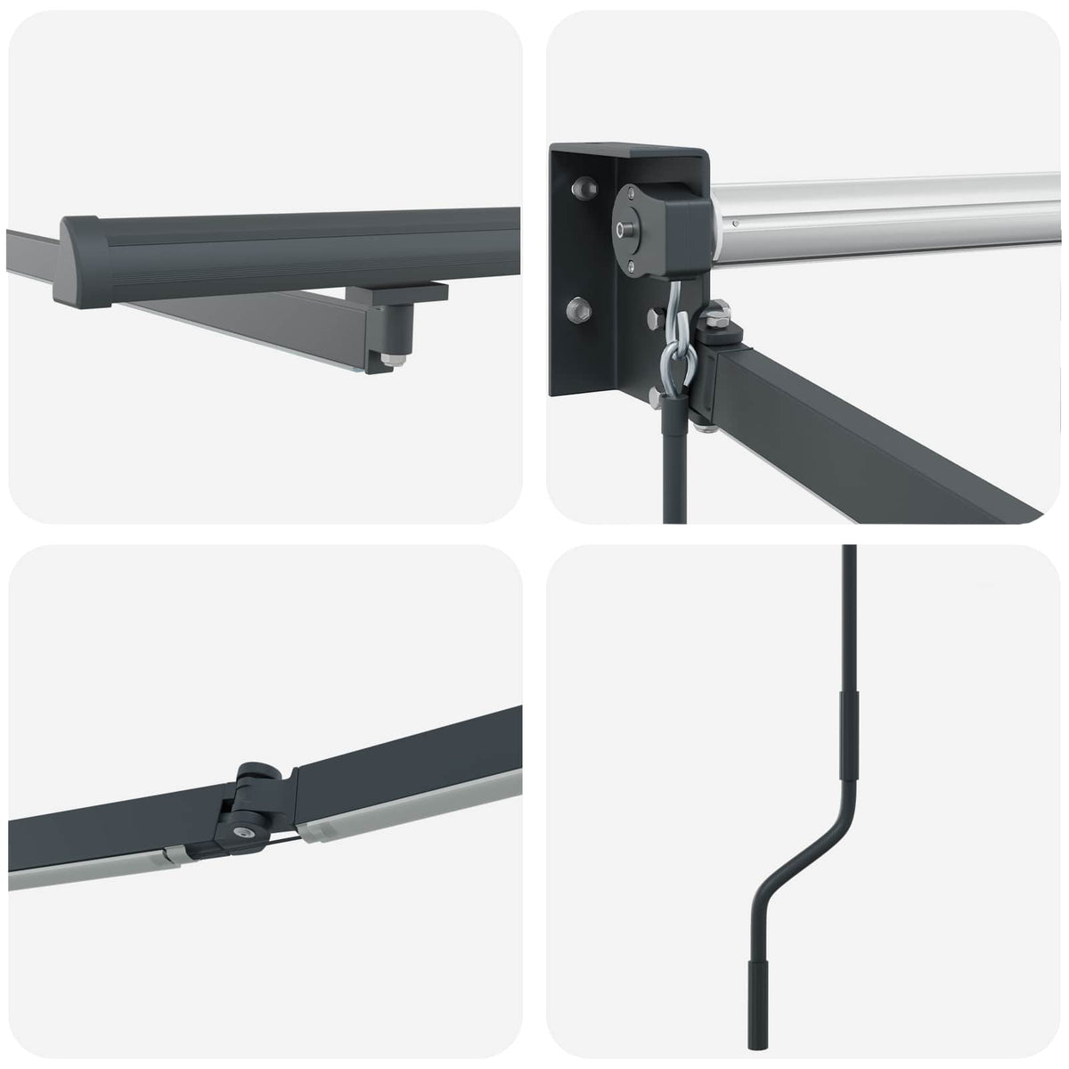 Electric Retractable Awning Frame Anthracite 5 x 3 m Aluminium