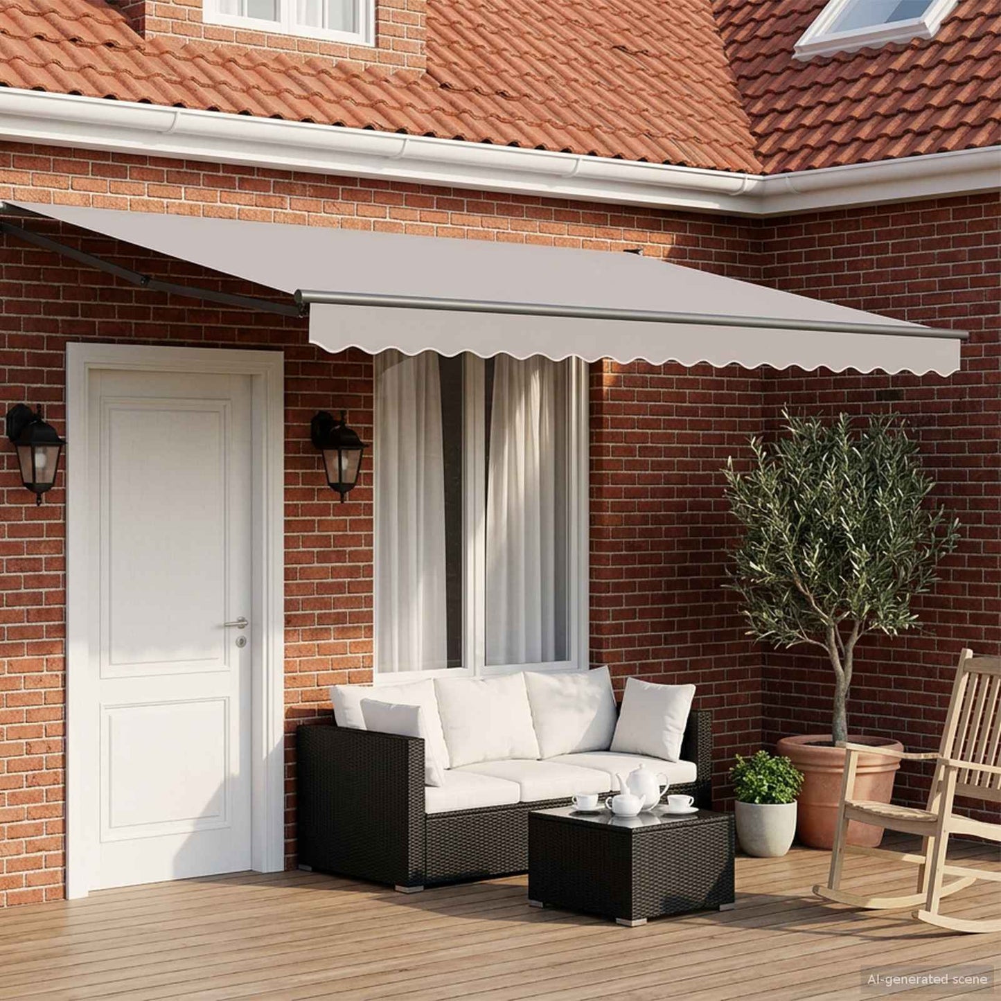 Electric Retractable Awning Frame Anthracite 5 x 3 m Aluminium
