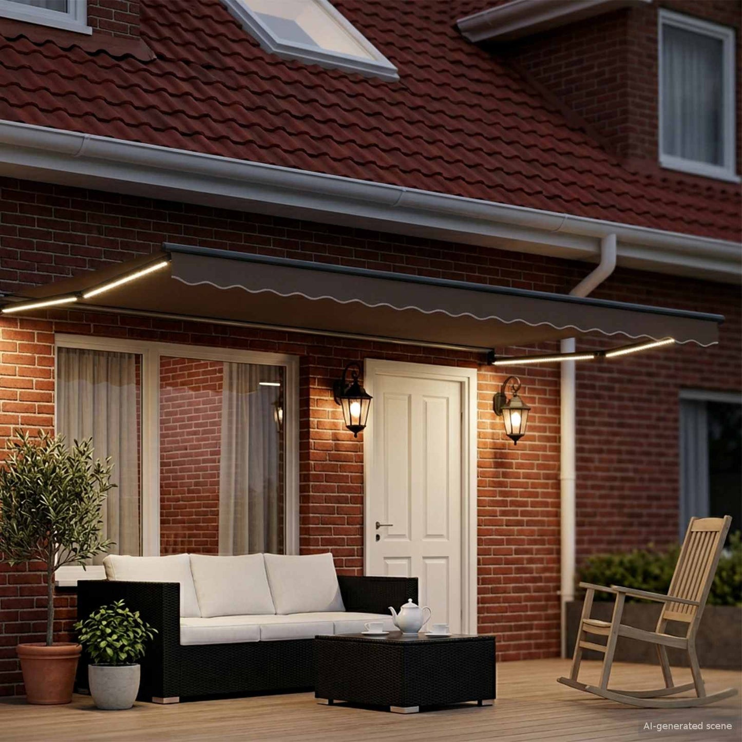 Electric Retractable Awning Frame Anthracite 5 x 3 m Aluminium