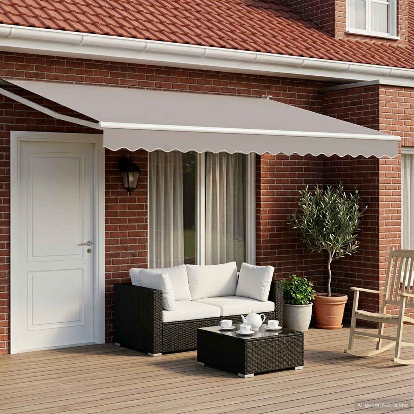 Electric Retractable Awning Frame White 4 x 2 m Steel