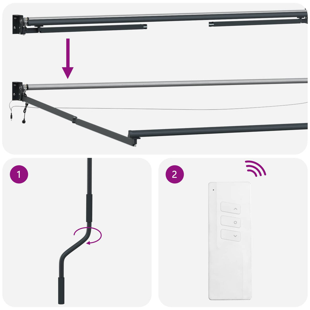 Solar Electric Awning Frame 2.5 x 2 m Anthracite