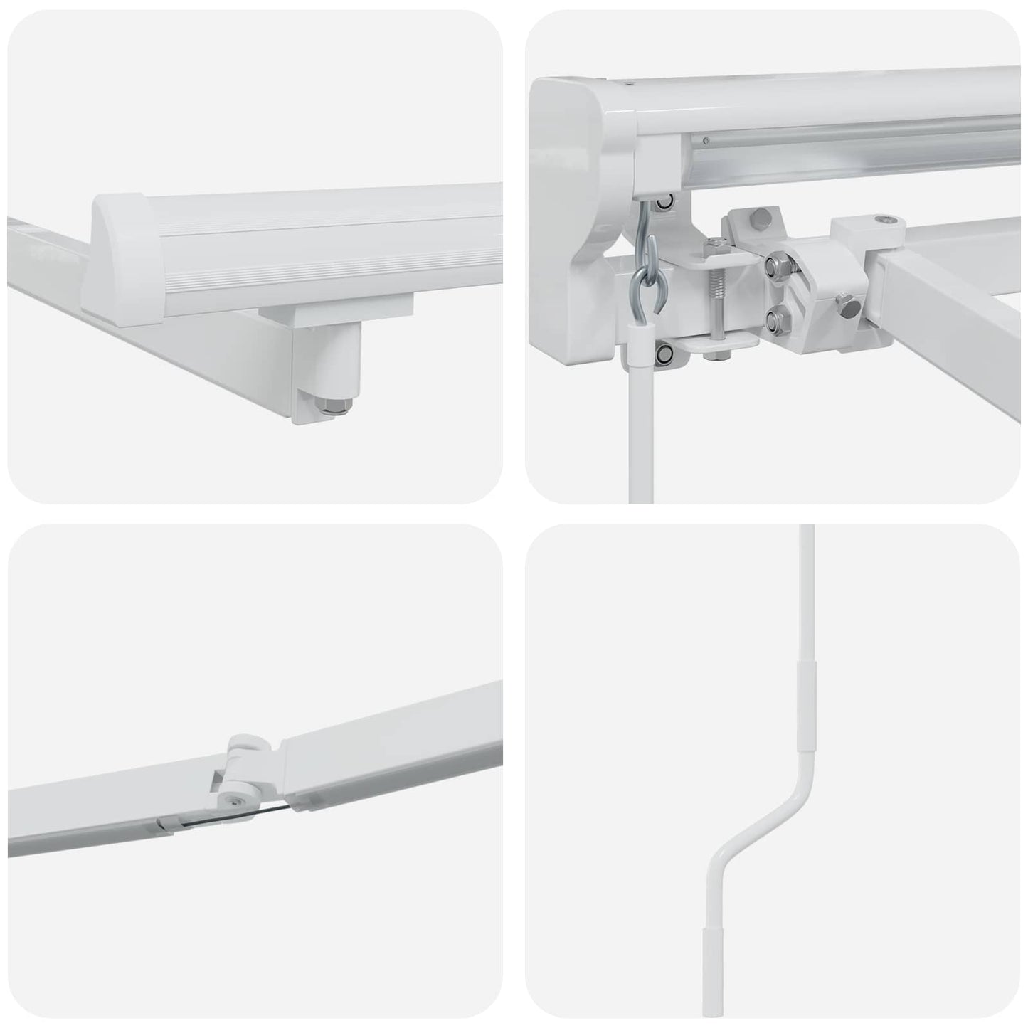 Manual Awning Frame with LEDs White 4 x 2 m Aluminium