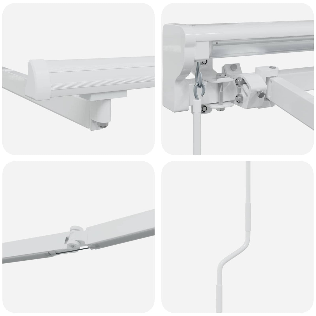 Manual Awning Frame with Solar LED 5 x 3 m White