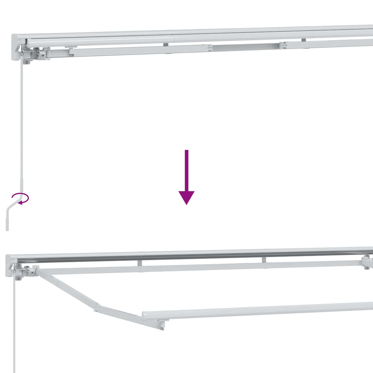 Manual Awning Frame with Solar LED 5 x 3.5 m White