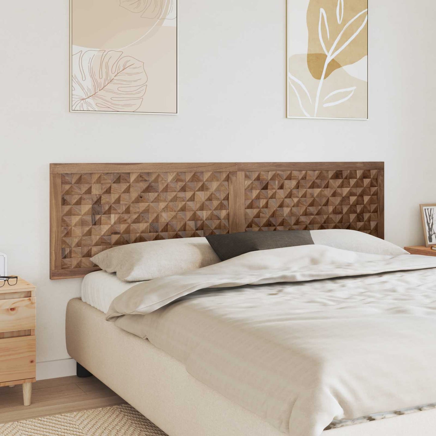 Bed Headboard Natural Solid Teak Wood