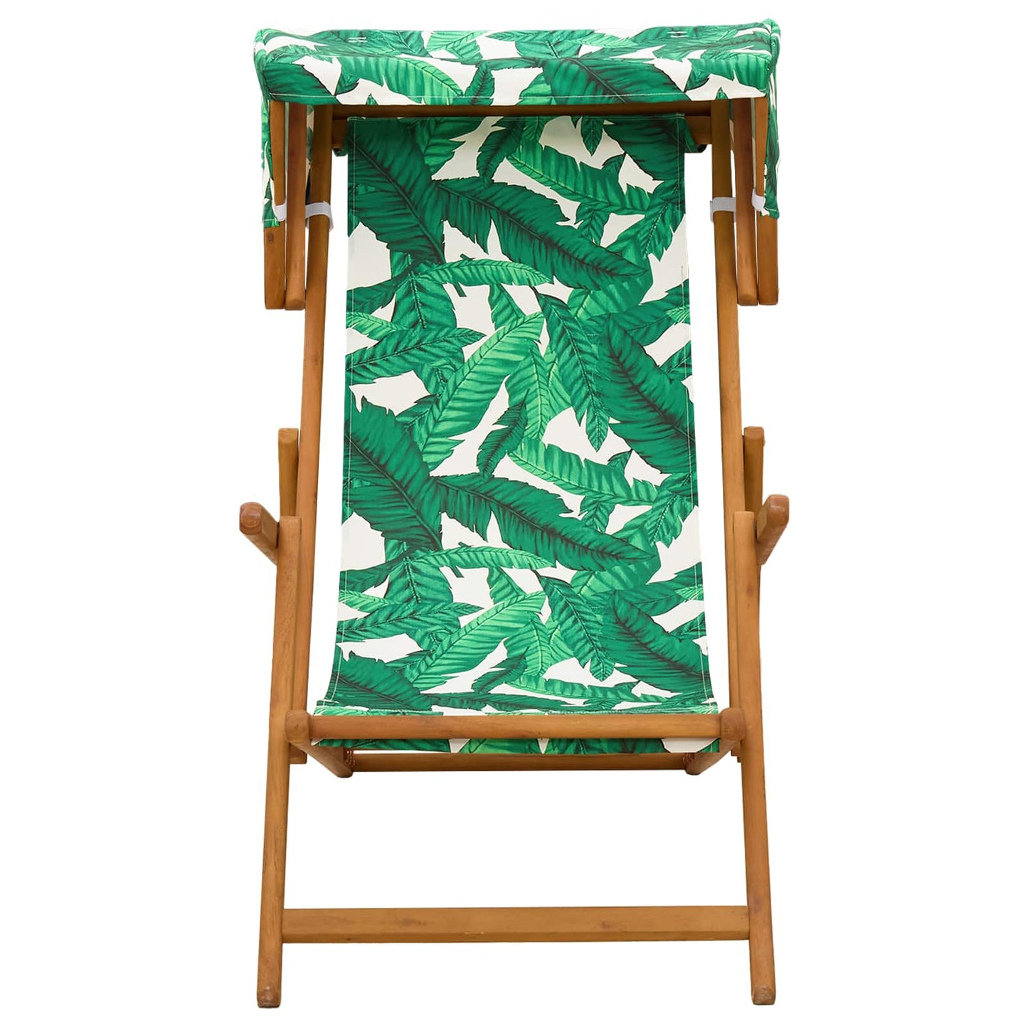 Deck Chair 3 Position Solid Eucalyptus Wood Leaf Pattern