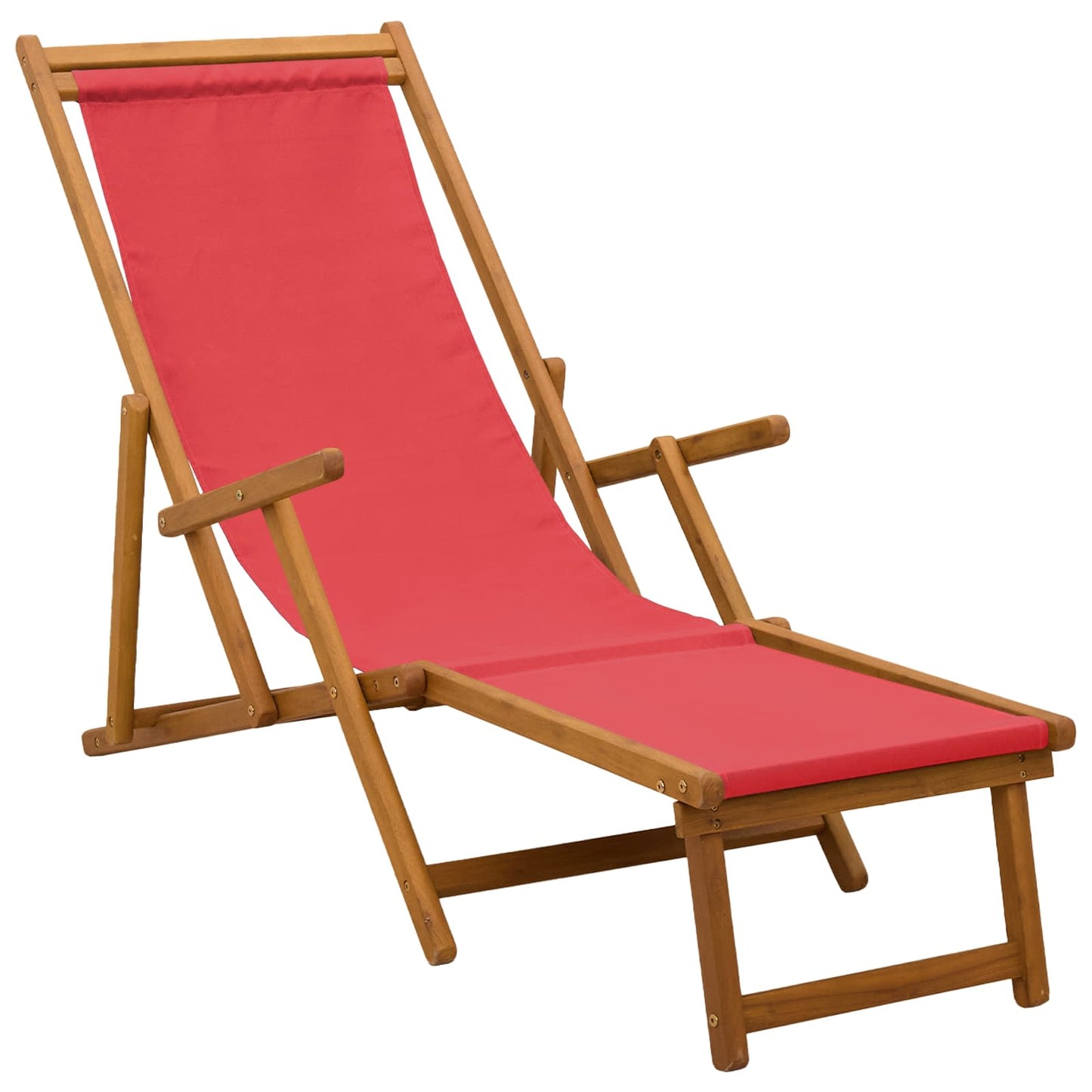 Folding Sun Lounger 3 Position Solid Eucalyptus Wood Red
