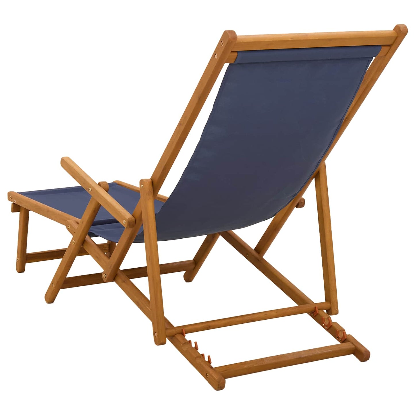 Folding Sun Lounger 3 Position Solid Eucalyptus Wood Blue