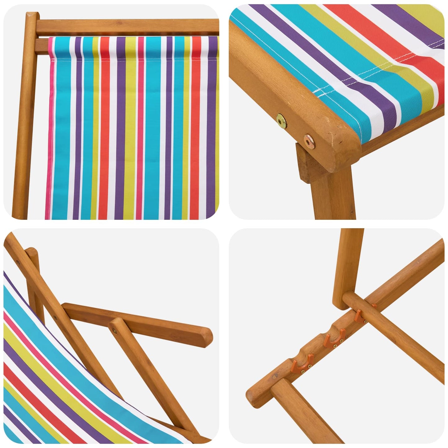 Folding Sun Lounger 3 Position Solid Eucalyptus Wood