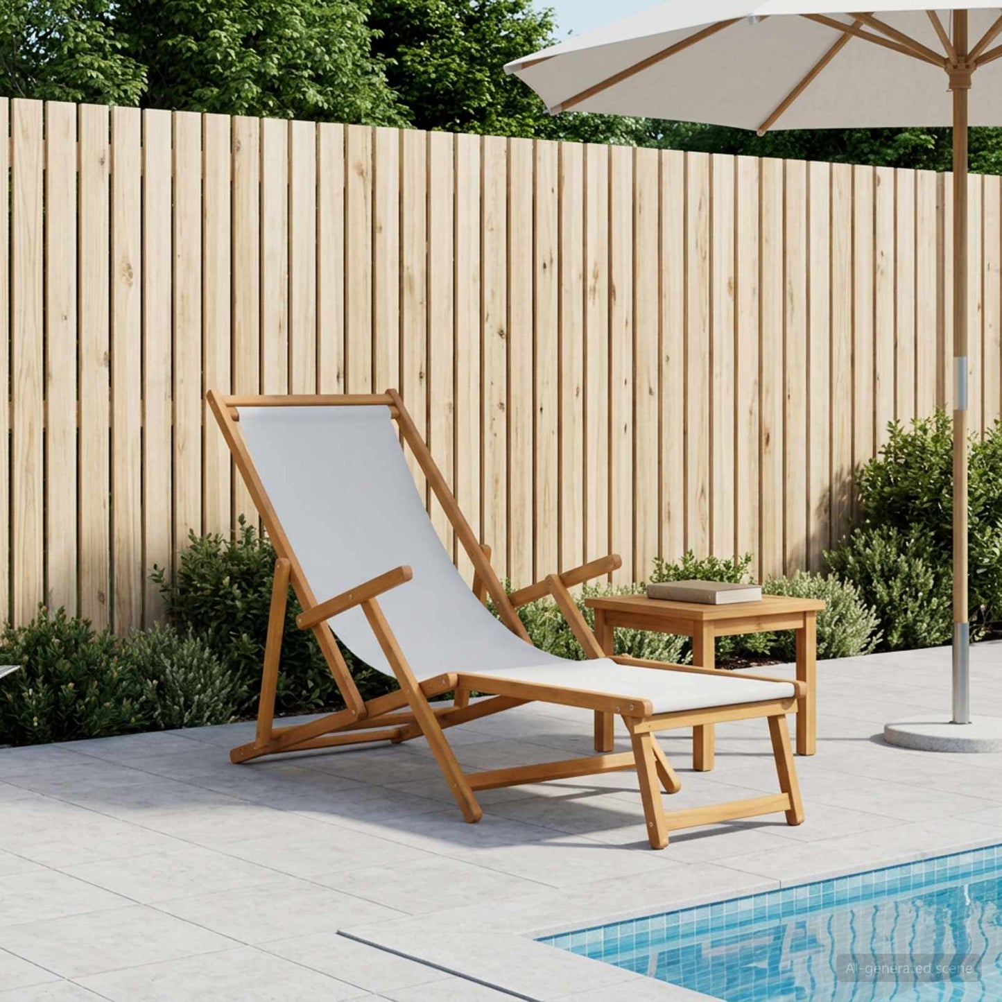 Folding Sun Lounger 3 Position Solid Eucalyptus Wood Cream