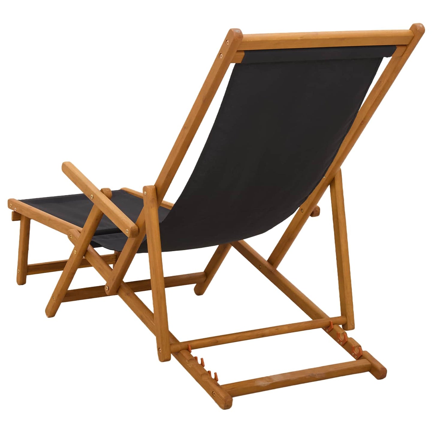 Folding Sun Lounger 3 Position Solid Eucalyptus Wood Black