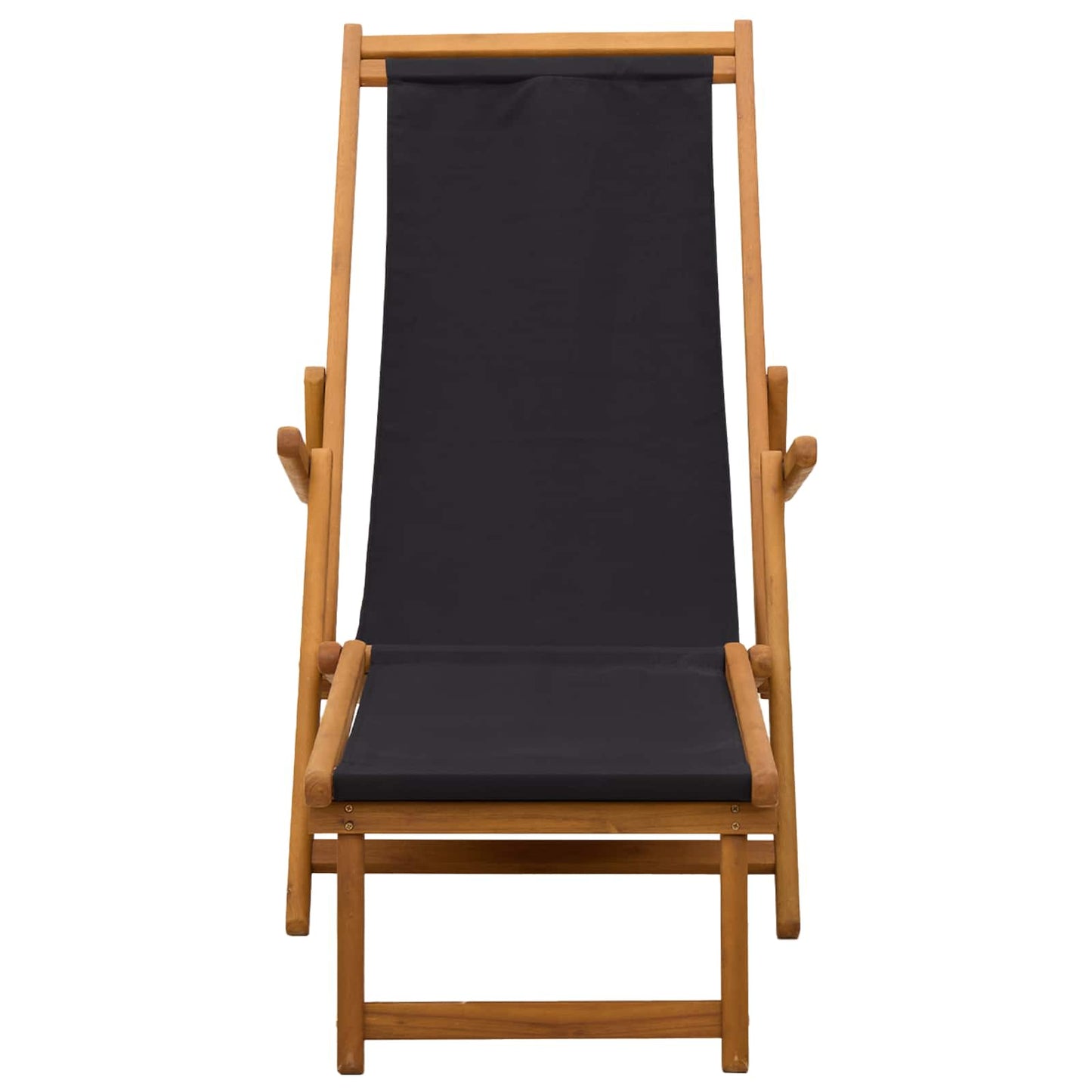 Folding Sun Lounger 3 Position Solid Eucalyptus Wood Black