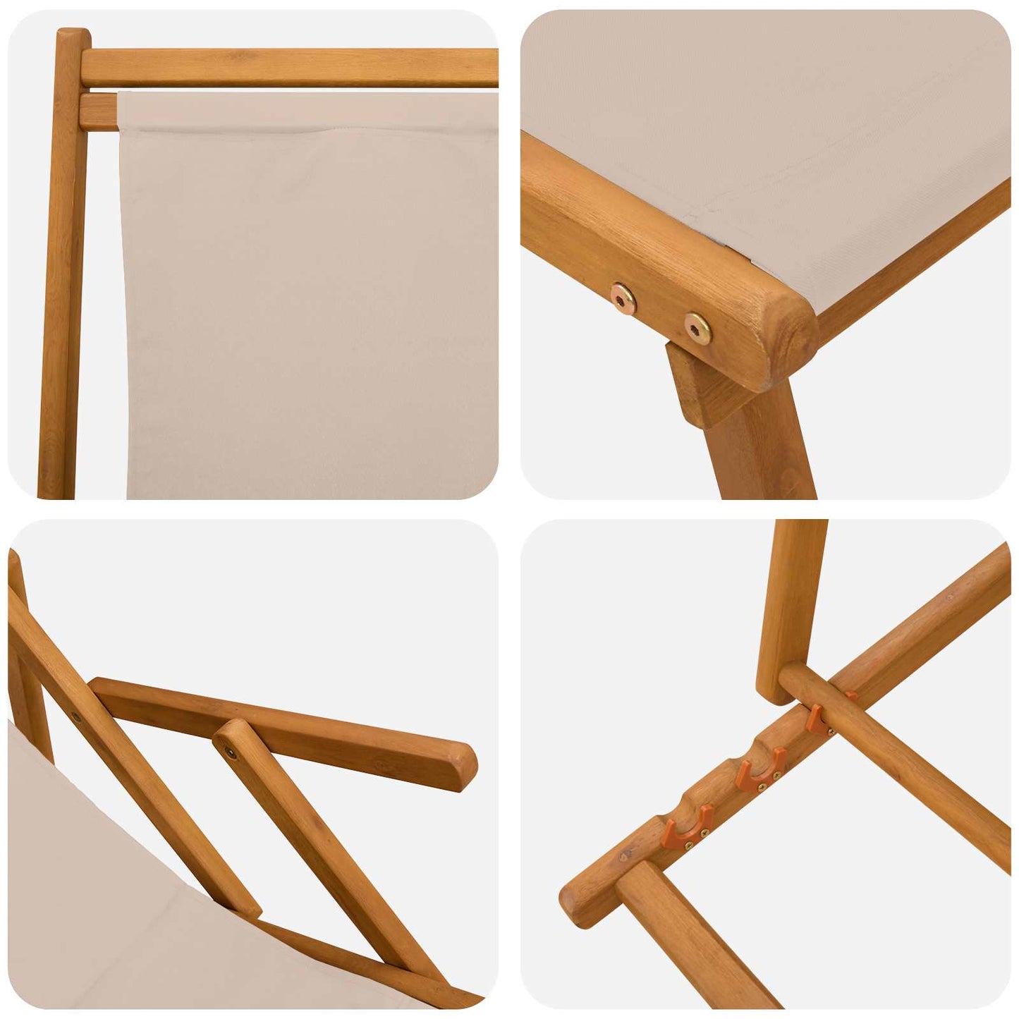 Folding Sun Lounger Solid Eucalyptus Wood Beige