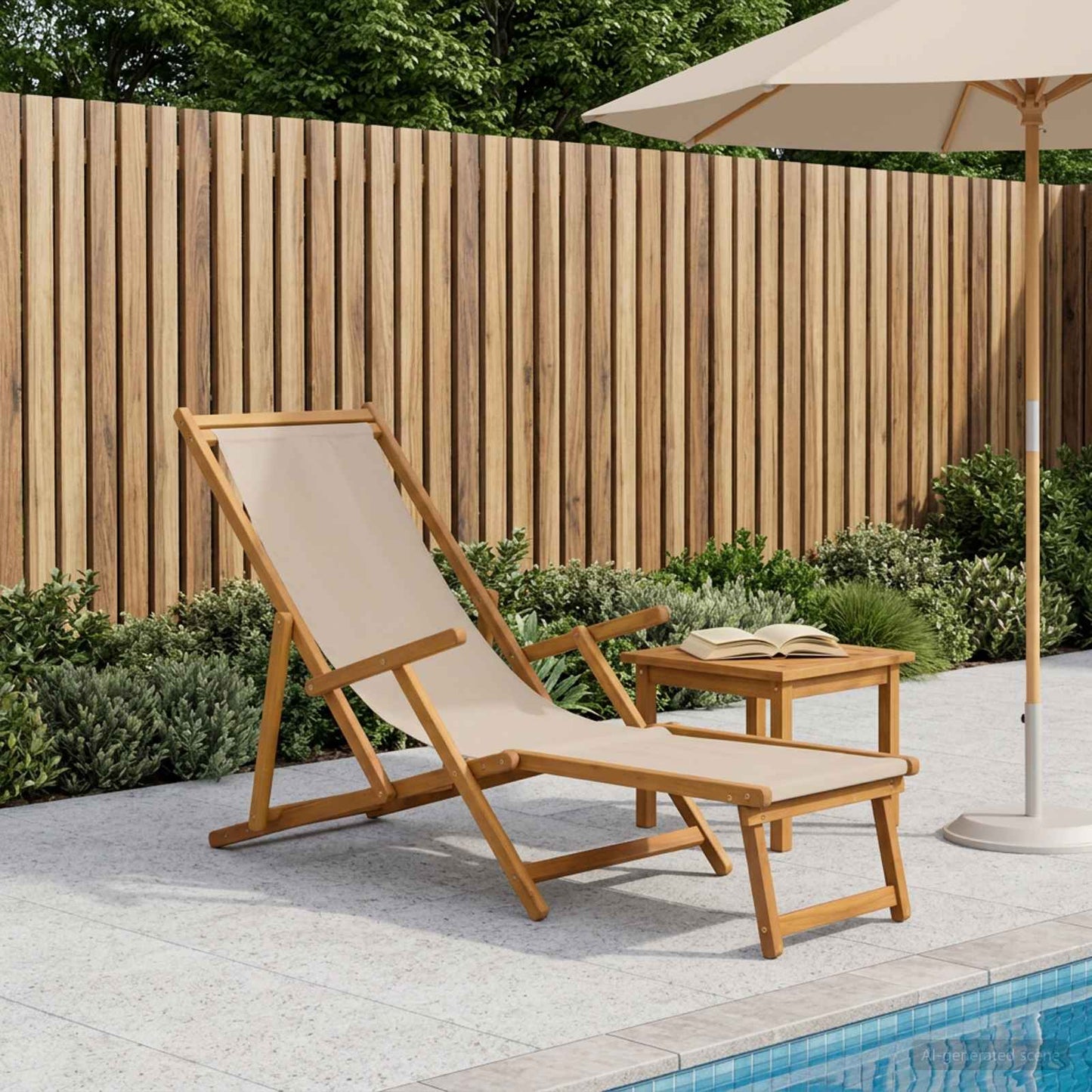Folding Sun Lounger Solid Eucalyptus Wood Beige