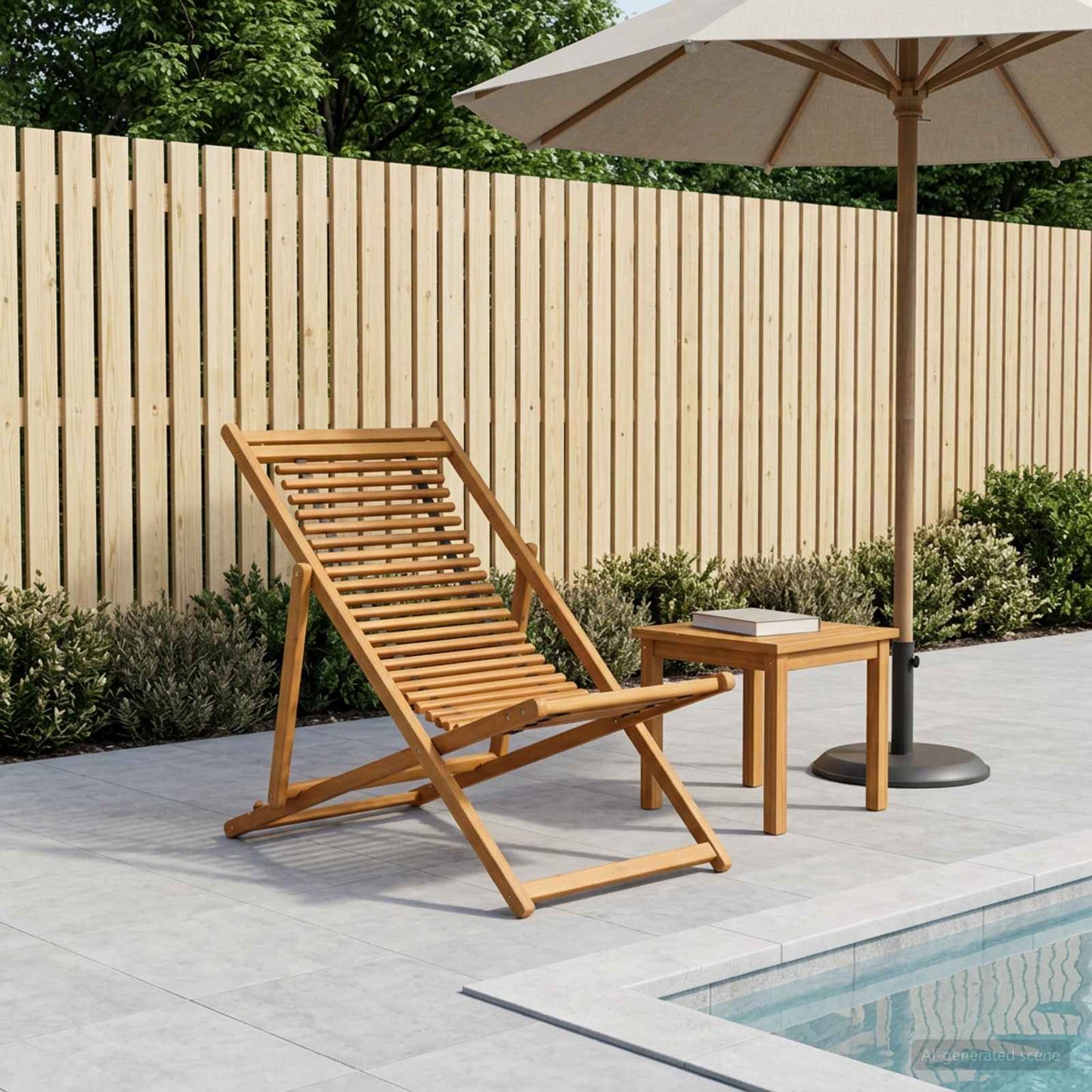 Deck Chair 3 Position Solid Eucalyptus Wood Natural